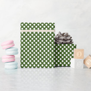 Papel De Regalo Puntos de polka blancos y verdes