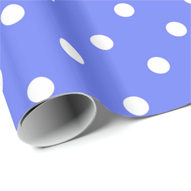 Papel De Regalo Puntos de polka clásicos, fríos, blancos y azules (Esquina del rollo)