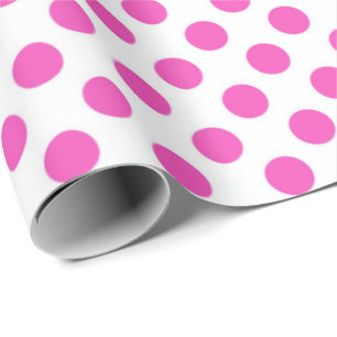 Papel De Regalo Puntos de polka clásicos, fríos, blancos y rosas