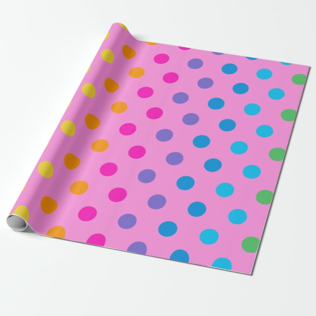 Papel De Regalo puntos de polka de arco iris (Desenrollado)