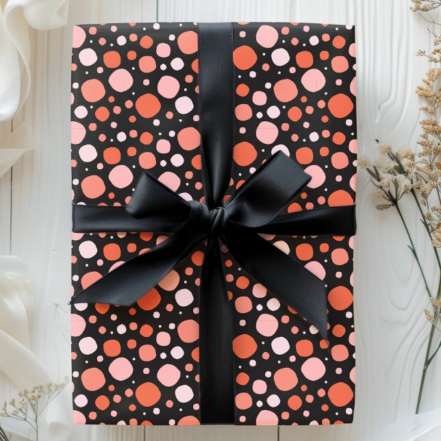 Papel De Regalo Puntos de Polka de Halloween en rosa, Naranja y ne (Subido por el creador)