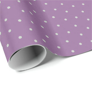 Papel De Regalo Puntos de Polka Gris sobre fondo morado