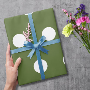 Papel De Regalo Puntos de polka medio verde oliva