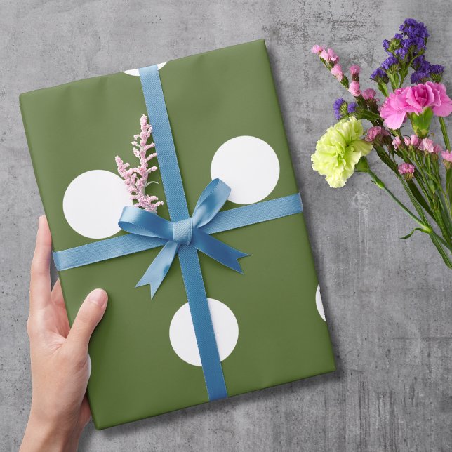 Papel De Regalo Puntos de polka medio verde oliva (Subido por el creador)
