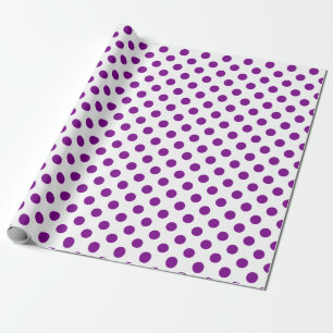 Papel De Regalo Puntos de polka morado y blanco