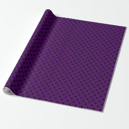 Papel De Regalo Puntos de Polka morado y negro medio
