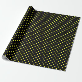 Papel De Regalo Puntos de polka negros y amarillos