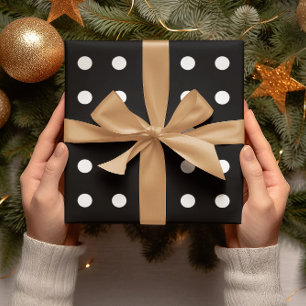 Papel De Regalo Puntos de polka negros y blancos