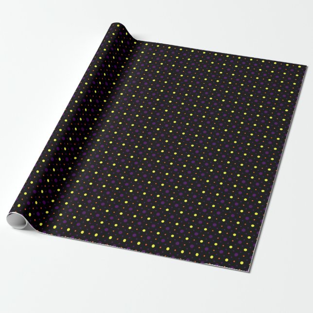Papel De Regalo Puntos de polka negros y multidimensionales 01 (Desenrollado)