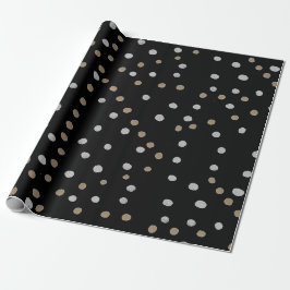Papel De Regalo Puntos de Polka Plata y Oro