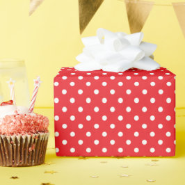 Papel De Regalo Puntos de Polka Rojo y Blanco