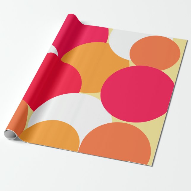 Papel De Regalo Puntos de polka rosa, Naranja y amarillo (Desenrollado)