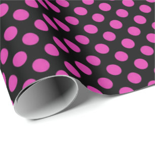 Papel De Regalo puntos de polka rosa sobre negro