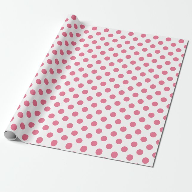 Papel De Regalo Puntos de polka rosa y blanco (Desenrollado)