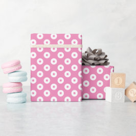 Papel De Regalo Puntos de polka rosa y blanco negrita