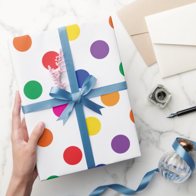 Papel De Regalo Puntos De Polka Sobre Blanco (Regalar)