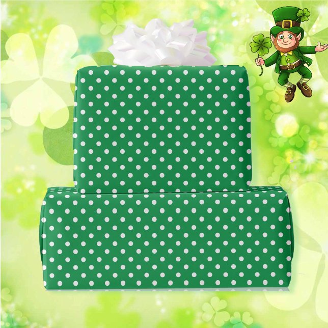 Papel De Regalo Puntos de Polka Verde de la Primavera de San Patri (Subido por el creador)