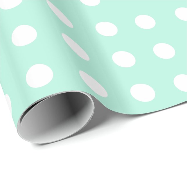 Papel De Regalo puntos de polka verde y blanco (Esquina del rollo)