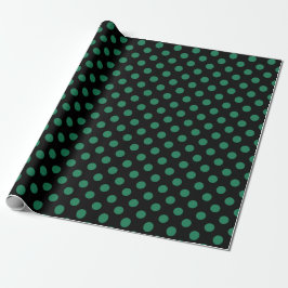 Papel De Regalo Puntos de polka verdes y negros