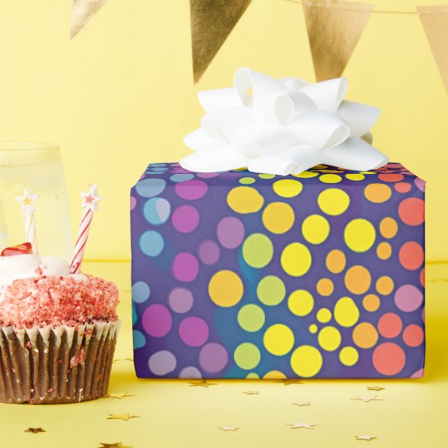 Papel De Regalo Puntos de Polka Wonky en el Arcoiris (Fiesta de cumpleaños )