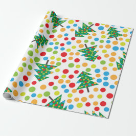 Papel De Regalo Puntos de polka y árbol de Navidad