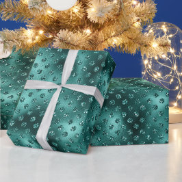 Papel De Regalo Puntos de Purpurina de Navidades verdes