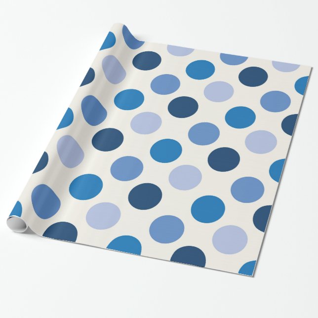 Papel De Regalo Puntos del Polka Azul (Desenrollado)