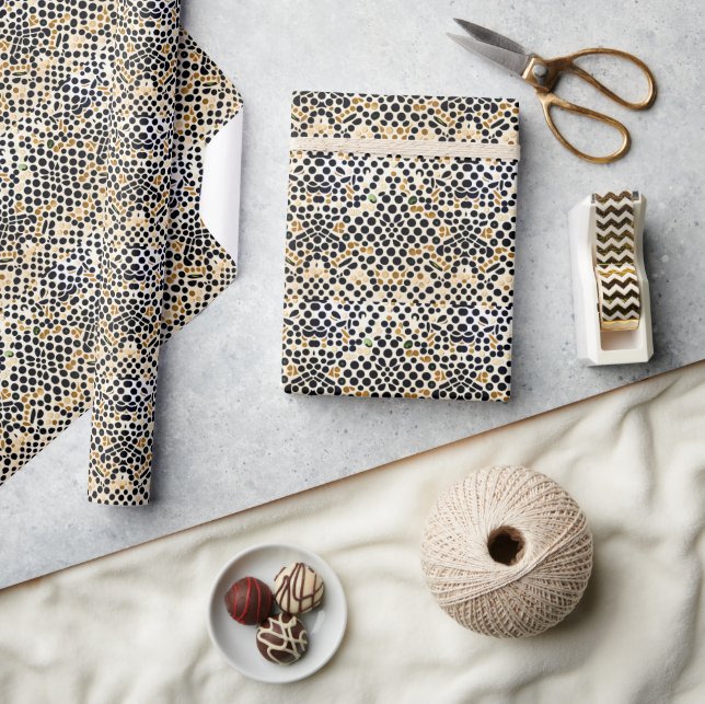 Papel De Regalo Puntos del Polka Azul de la Marina: Oro y acentos  (Artesanía)
