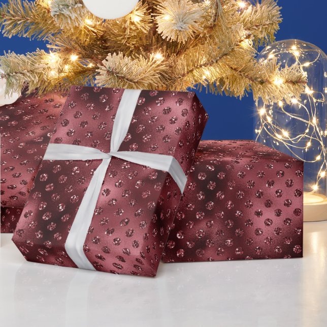 Papel De Regalo Puntos del Purpurina rojo (Vacaciones)
