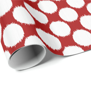 Papel De Regalo Puntos gigantes de Ikat, puntos blancos en rojo pr