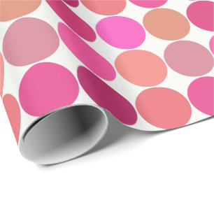 Papel De Regalo Puntos Gigantes de Mediados de Siglo, Rosa Fucsia