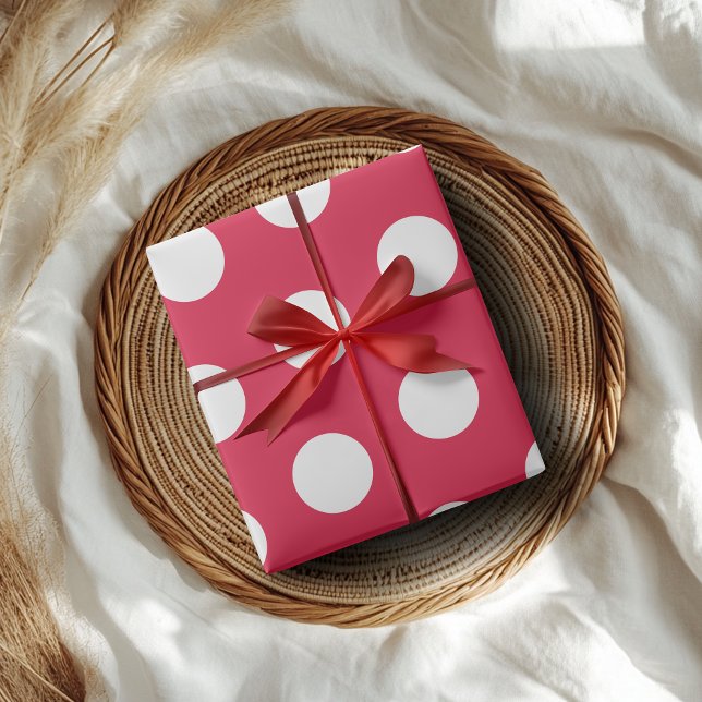 Papel De Regalo Puntos grandes de polka blancos de Crimson (Subido por el creador)