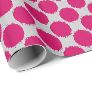 Papel De Regalo Puntos Ikat gigantes, fucsia rosa en gris claro / 