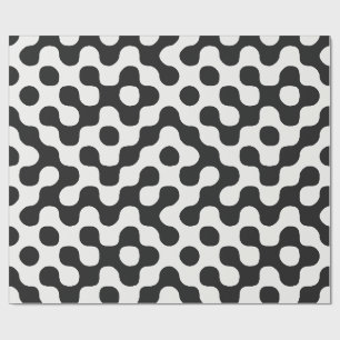 Papel De Regalo Puntos modernos de mediados de siglo en negro y bl