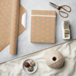 Papel De Regalo Puntos naranjas de verano en Kraft marrón rústico