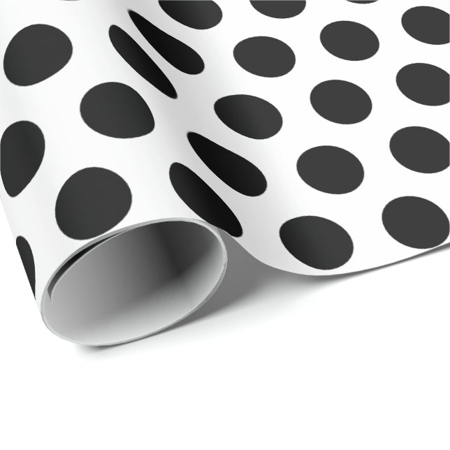 Papel De Regalo Puntos negros blancos (Esquina del rollo)
