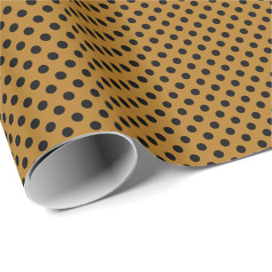 Papel De Regalo Puntos negros de lunares sobre dorado mate