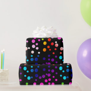Papel De Regalo Puntos Neon Rainbow Polka