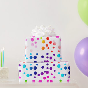 Papel De Regalo Puntos Neon Rainbow Polka