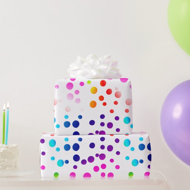 Papel De Regalo Puntos Neon Rainbow Polka (Regalos de fiesta)