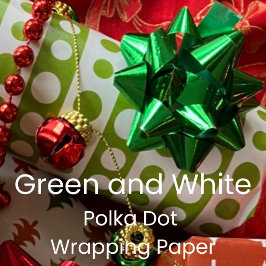 Papel De Regalo Puntos Polka Blancos y Verdes de Navidad