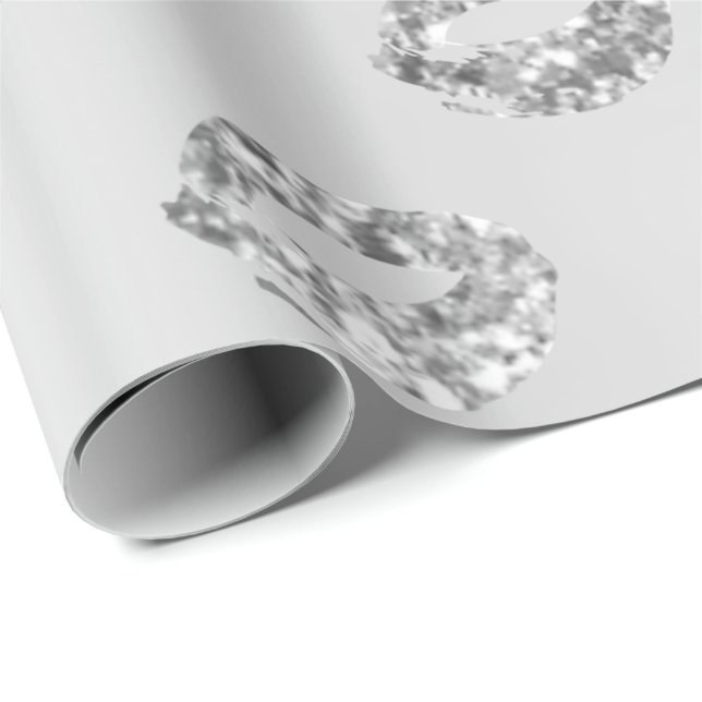 Papel De Regalo Puntos redondos de vidrio metálico Purpurina gris  (Esquina del rollo)