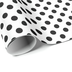 Papel De Regalo Puntos retro grandes - blanco y negro