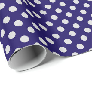 Papel De Regalo Puntos retro grandes - gris y azul marino