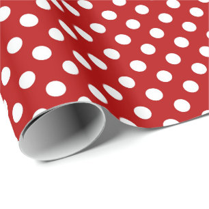 Papel De Regalo Puntos retros grandes - rojo y blanco