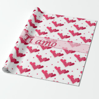 Papel De Regalo Puntos rojos de los corazones del amor italiano en