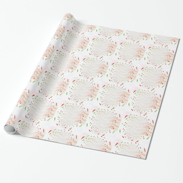 Papel De Regalo Puntos rojos y verdes sutiles (Desenrollado)