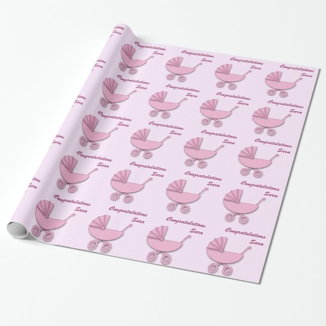 Papel De Regalo puntos rosados de polka (Desenrollado)