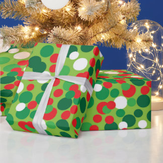 Papel De Regalo Puntos verdes y rojos de Navidad, vacaciones de in