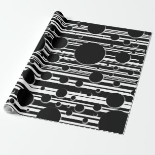 Papel De Regalo Puntos y rayas en blanco y negro